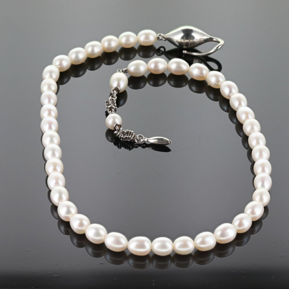 Michael Dawkins White Cultured Pearl Sterling Silver 19-1/2"L Lariat Necklace